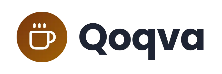 Qoqva logo concept: a coffee-cup icon beside the Qoqva wordmark
