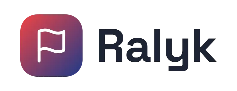 Ralyk logo concept: a flag icon beside the Ralyk wordmark