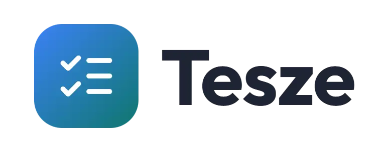 Tesze logo concept: a checklist icon beside the Tesze wordmark