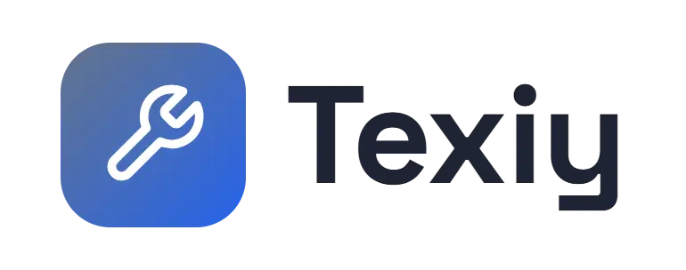 Texiy logo concept: a wrench icon beside the Texiy wordmark