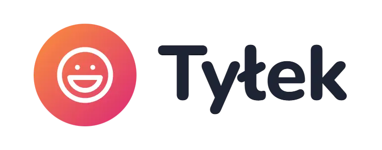 Tyłek logo concept: a laughing-face icon beside the Tyłek wordmark