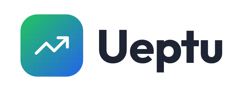 Ueptu logo concept: a rising-arrow icon beside the Ueptu wordmark