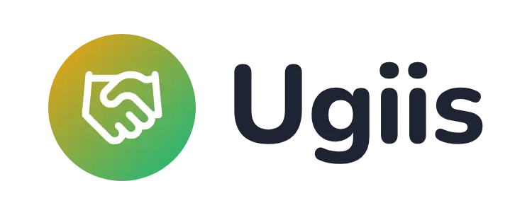 Ugiis logo concept: a handshake icon beside the Ugiis wordmark