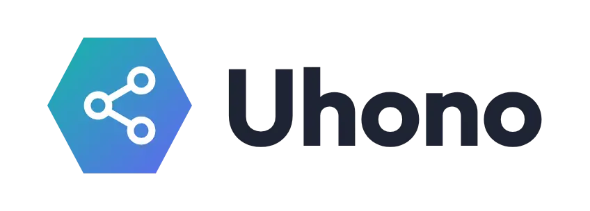 Uhono logo concept: a connected-nodes icon beside the Uhono wordmark