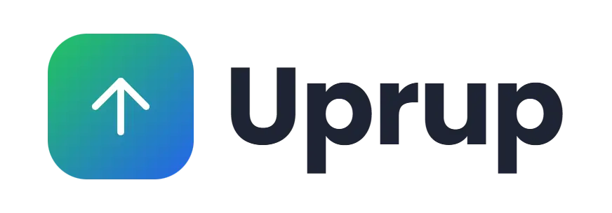 Uprup logo concept: an up-arrow icon beside the Uprup wordmark