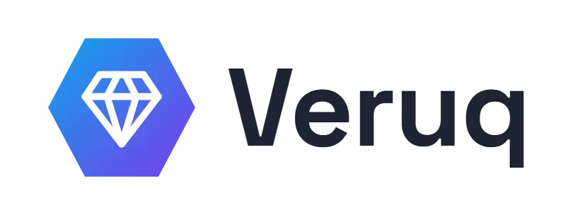 Veruq logo concept: a gem icon beside the Veruq wordmark