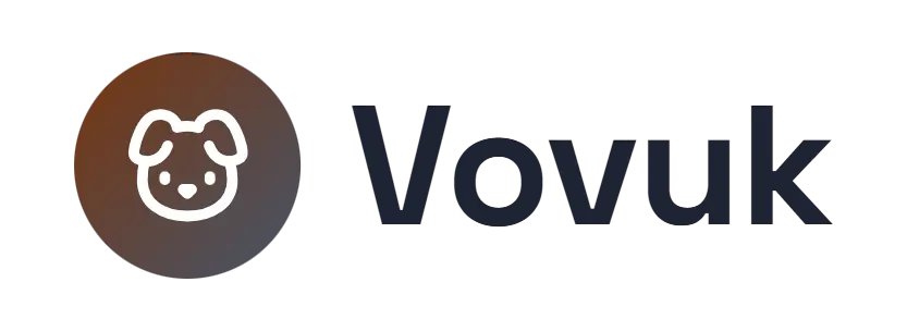 Vovuk logo concept: a dog icon beside the Vovuk wordmark