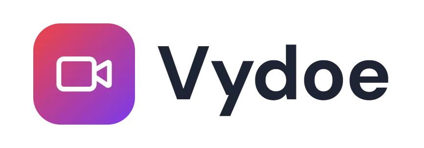 Vydoe logo concept: a video icon beside the Vydoe wordmark