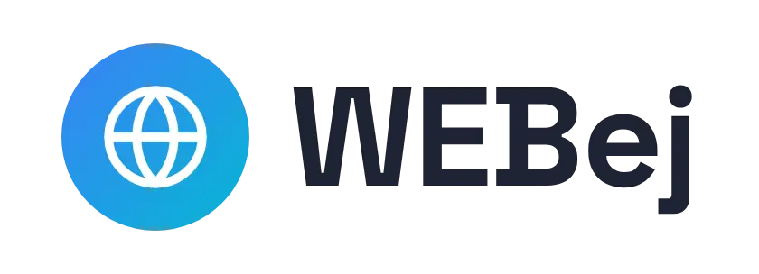 WEBej logo concept: a globe icon beside the WEBej wordmark
