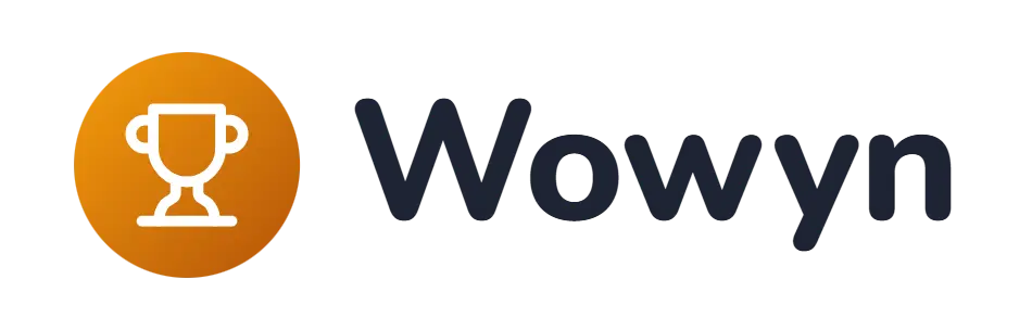 Wowyn logo concept: a trophy icon beside the Wowyn wordmark