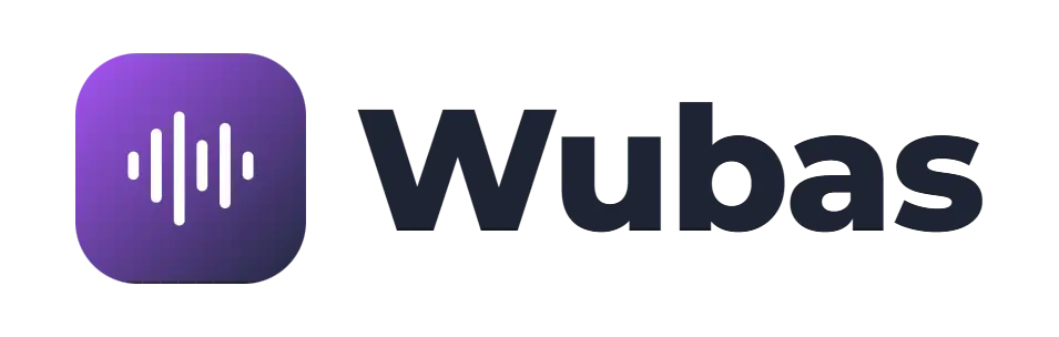 Wubas logo concept: a sound-bars icon beside the Wubas wordmark