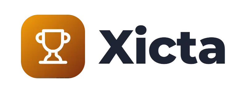Xicta logo concept: a trophy icon beside the Xicta wordmark