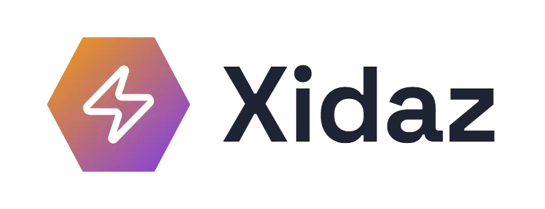 Xidaz logo concept: a lightning-bolt icon beside the Xidaz wordmark