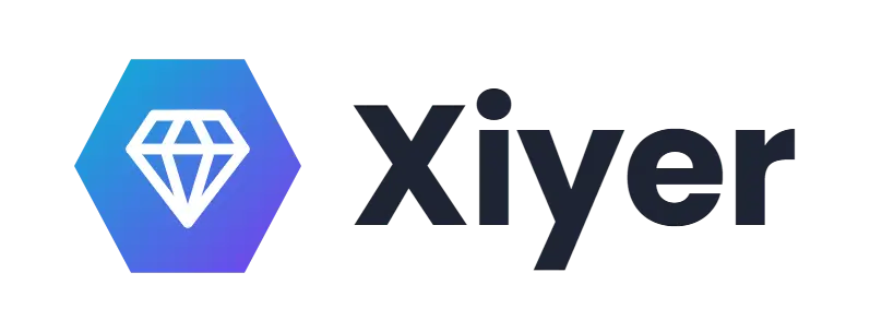 Xiyer logo concept: a gem icon beside the Xiyer wordmark