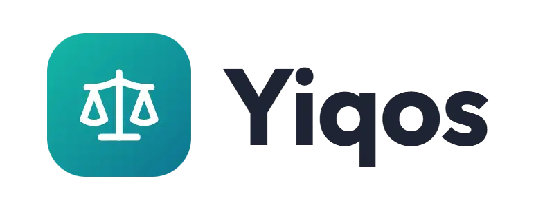 Yiqos logo concept: a scale icon beside the Yiqos wordmark