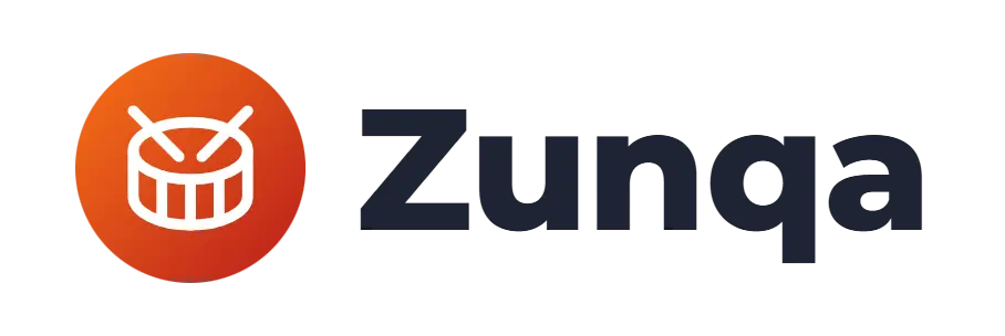 Zunqa logo concept: a drum icon beside the Zunqa wordmark