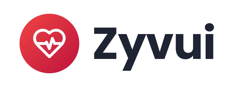 Zyvui logo concept: a heartbeat icon beside the Zyvui wordmark
